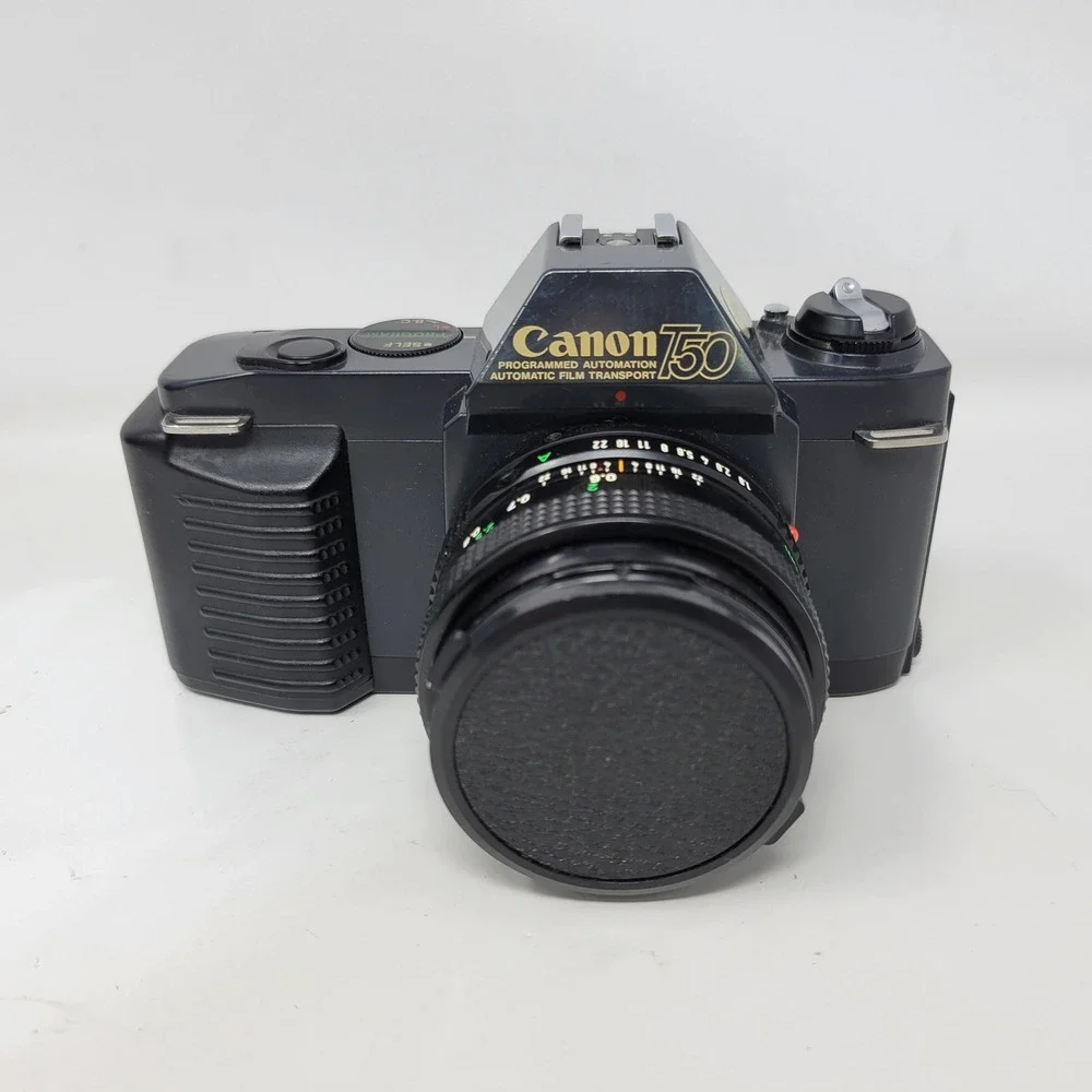 Canon T50 35mm SLR Film Camera with Canon FD 50mm f1.8 Lens Japan Vintage